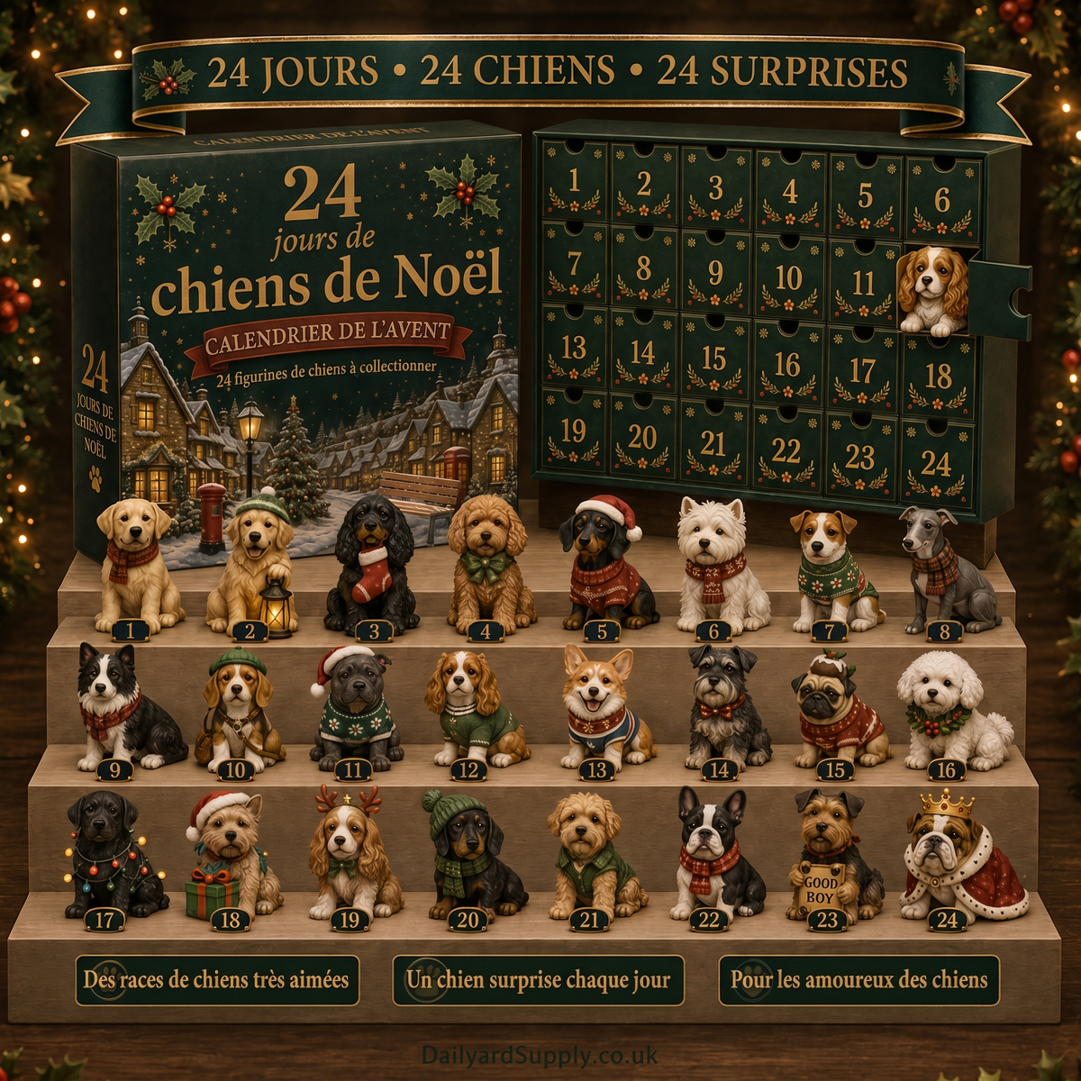 Calendrier de l’Avent 24 chiens de Noël à collectionner