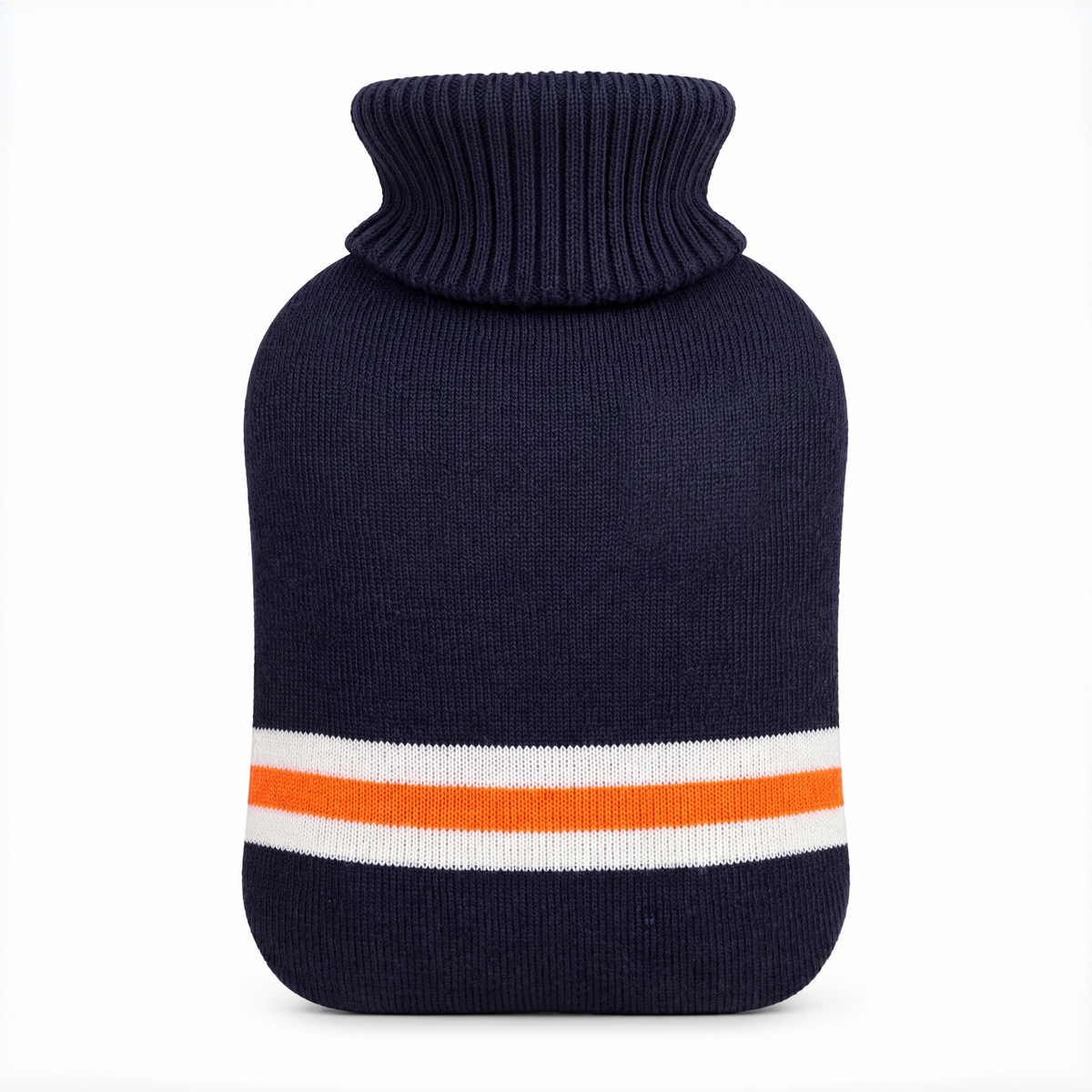Bouillotte 1 L avec housse tricotée à rayures