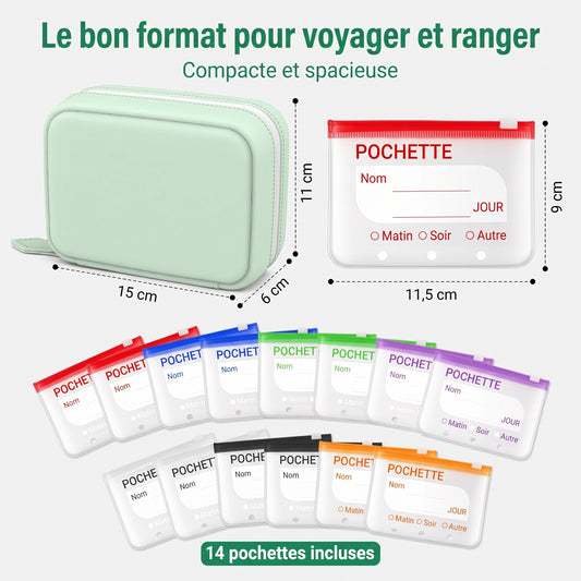 Organiseur semainier à pochettes zippées transparentes