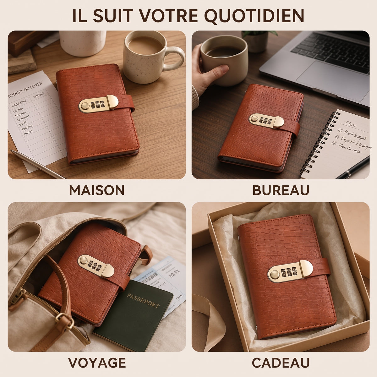 Carnet d'épargne A6 avec cadenas à code – Il suit votre quotidien