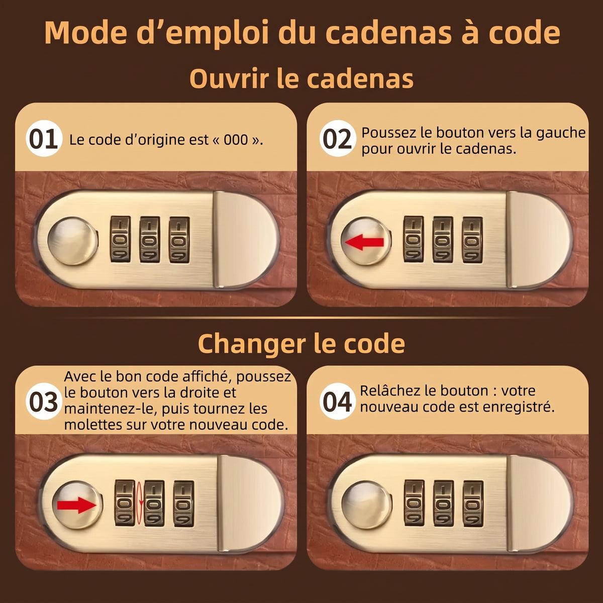 Carnet d'épargne A6 avec cadenas à code – Mode d'emploi du cadenas à code