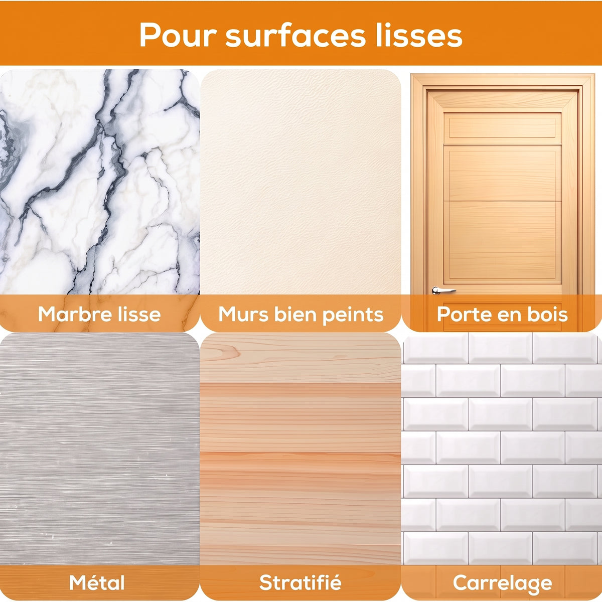 Crochets muraux adhésifs renforcés, pose sans perçage