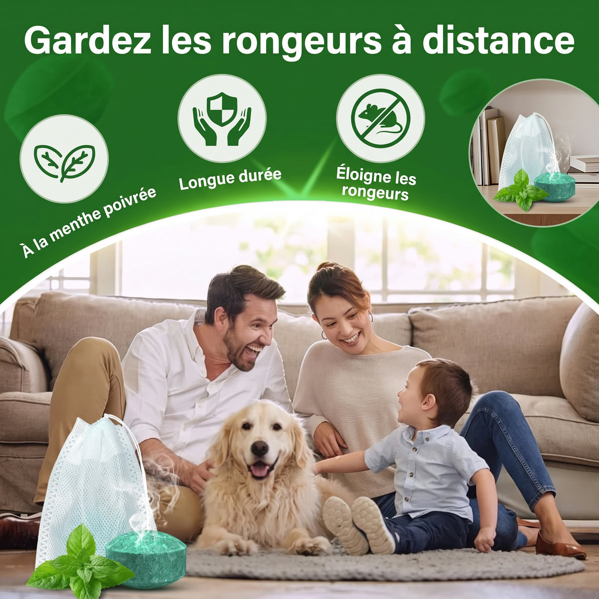 Répulsif souris à la menthe poivrée, boules parfumées
