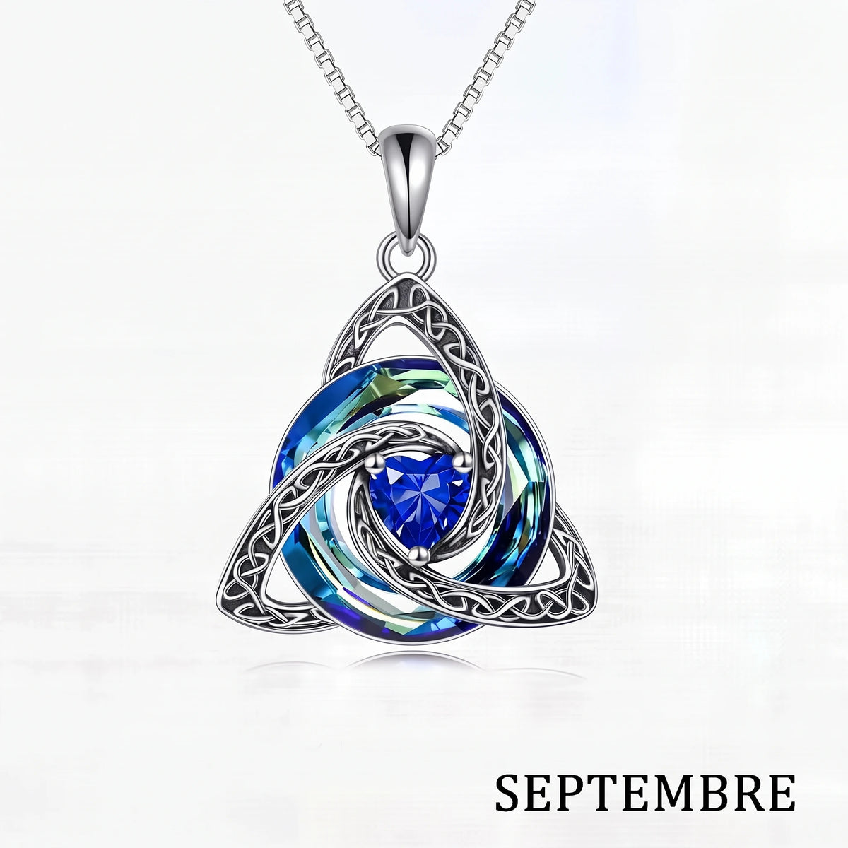 Collier nœud celtique avec pierre de naissance – Septembre
