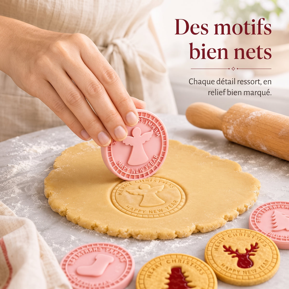 Emporte-pièces tampons de Noël pour biscuits en relief – Des motifs
