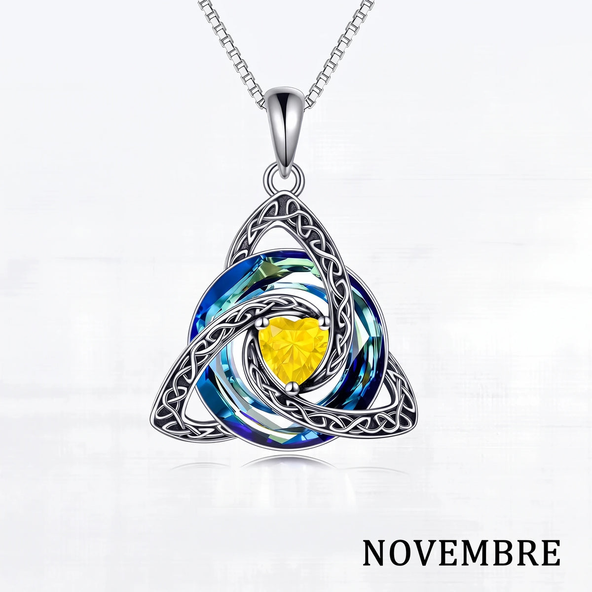 Collier nœud celtique avec pierre de naissance – Novembre