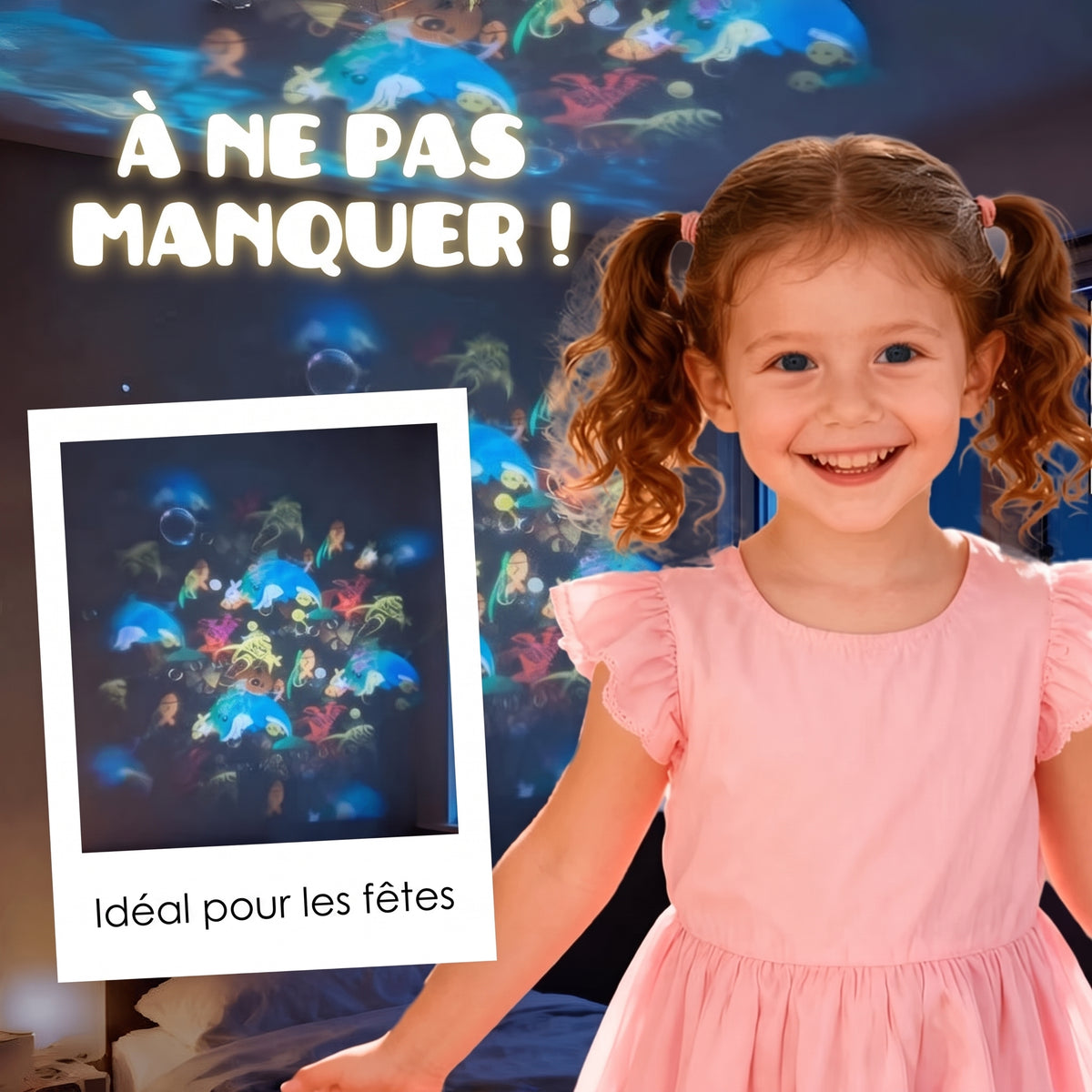 Veilleuse projecteur rotative – Océan, Coupe du monde, Flocons, Noël