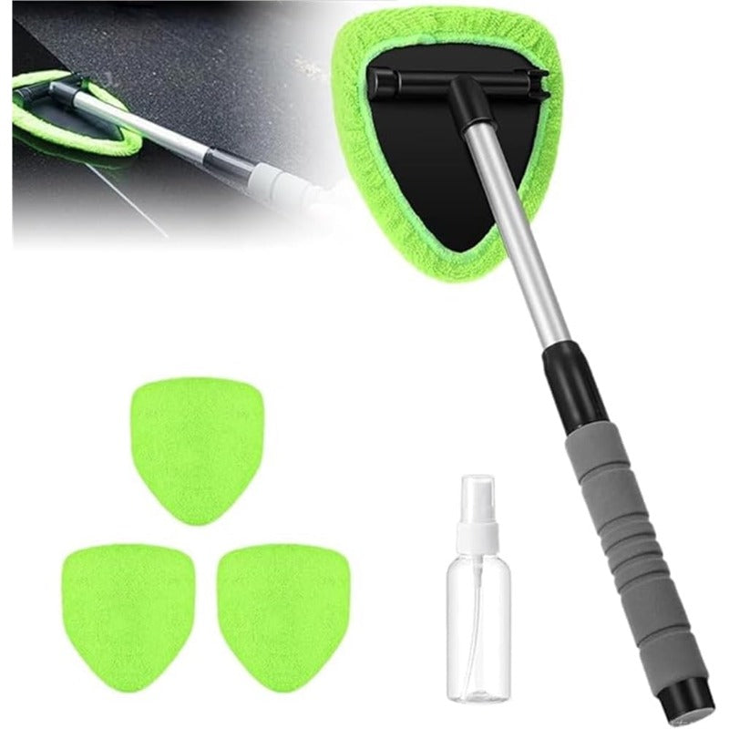 Brosse microfibre pivotante pour vitres de voiture, manche extensible