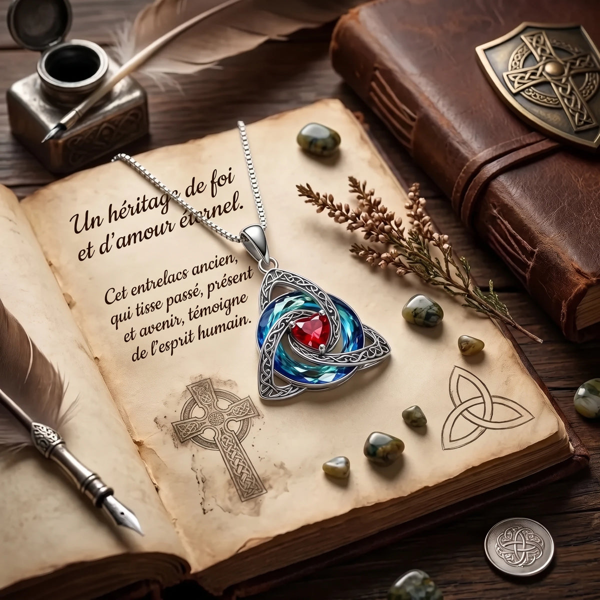 Collier nœud celtique avec pierre de naissance – Un héritage de foi et d'amour éternel