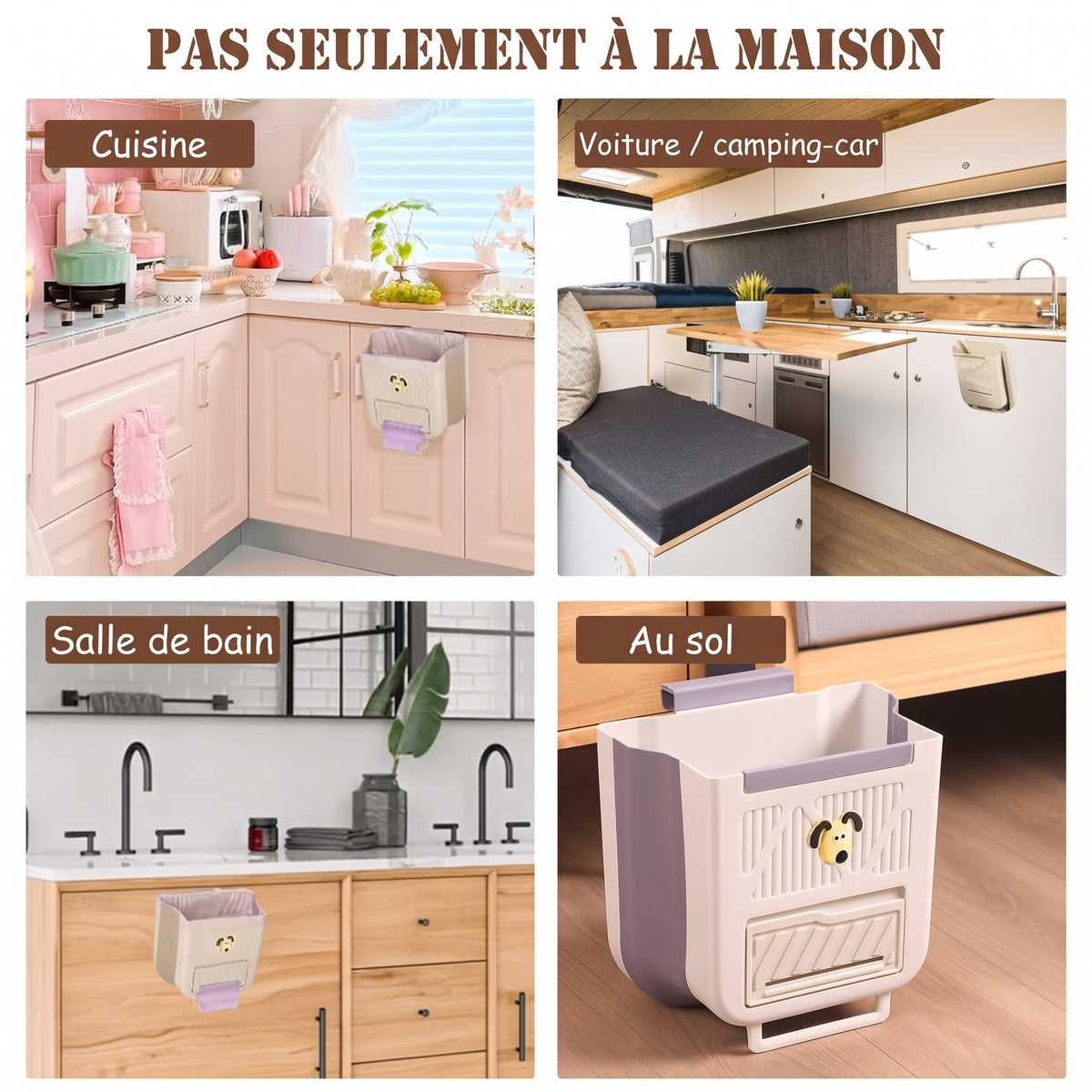 Poubelle pliable à suspendre pour porte de placard, 6 L ou 10 L