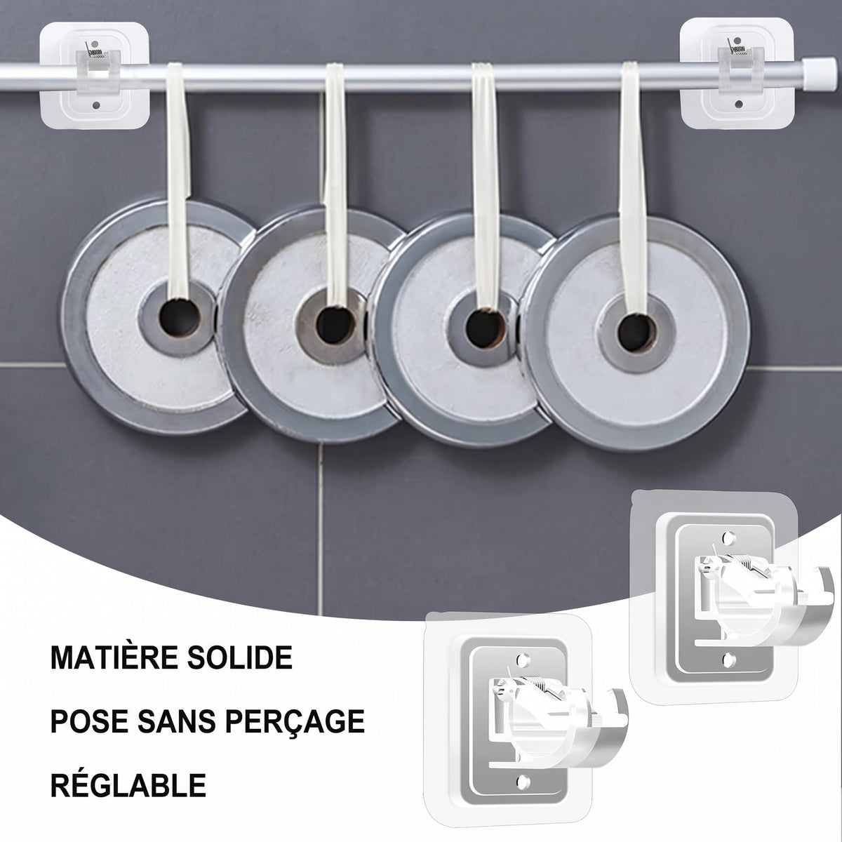 Supports de tringle à rideau réglables – Matière solide