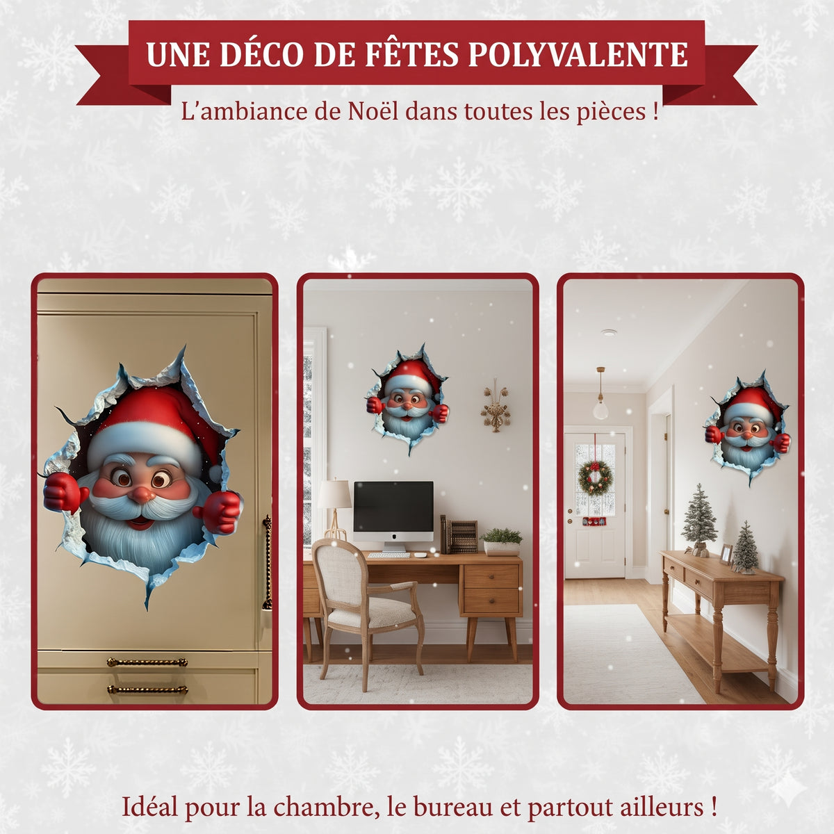 Stickers muraux de Noël effet 3D – Une déco de fêtes polyvalente