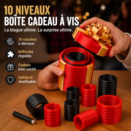 Boîte cadeau farce à 10 couches vissées