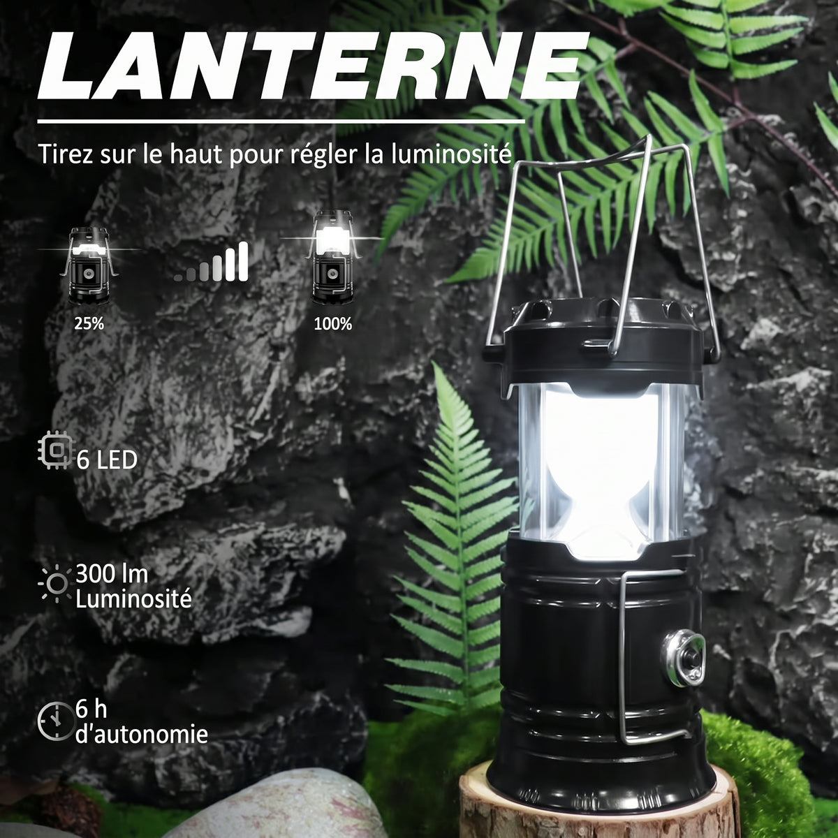 Lanterne de camping solaire et USB – Lanterne