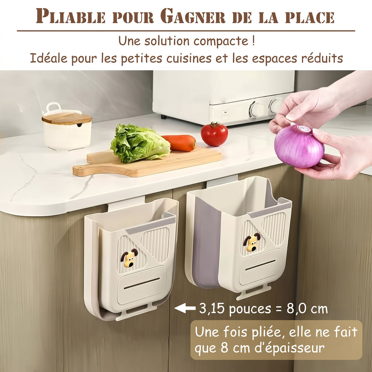 Poubelle pliable à suspendre pour porte de placard, 6 L ou 10 L