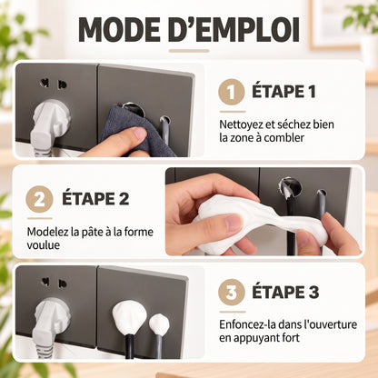 Pâte de rebouchage à modeler pour trous de mur et tuyaux – Mode d'emploi