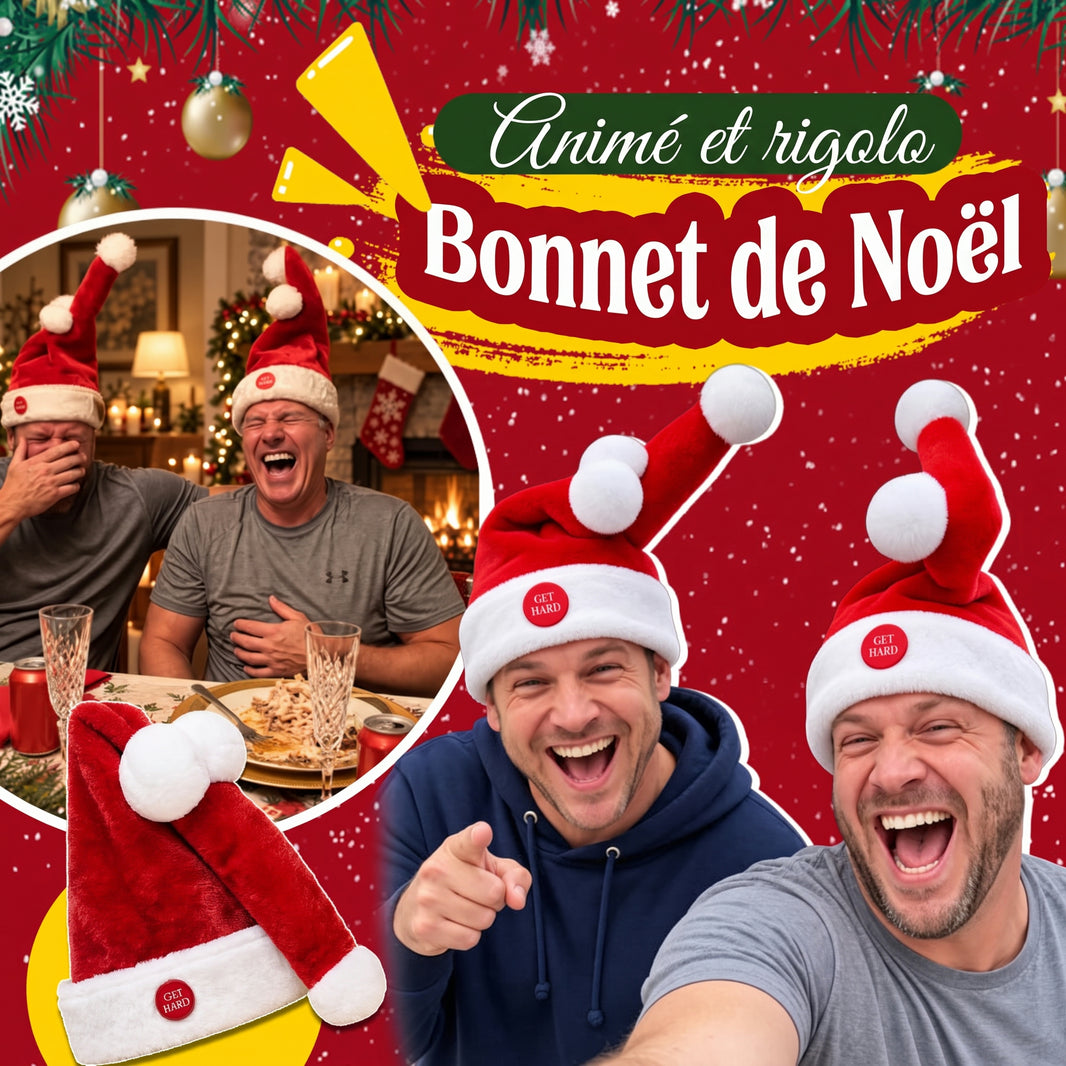 Bonnet de Père Noël animé et rigolo pour les fêtes