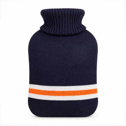 Bouillotte 1 L avec housse tricotée à rayures