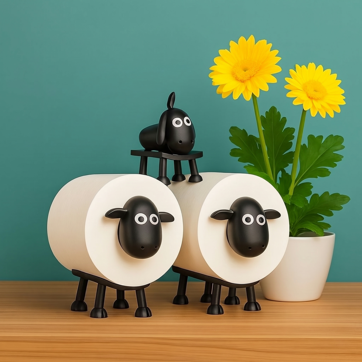 Porte-rouleaux de papier toilette mouton, lot de 3