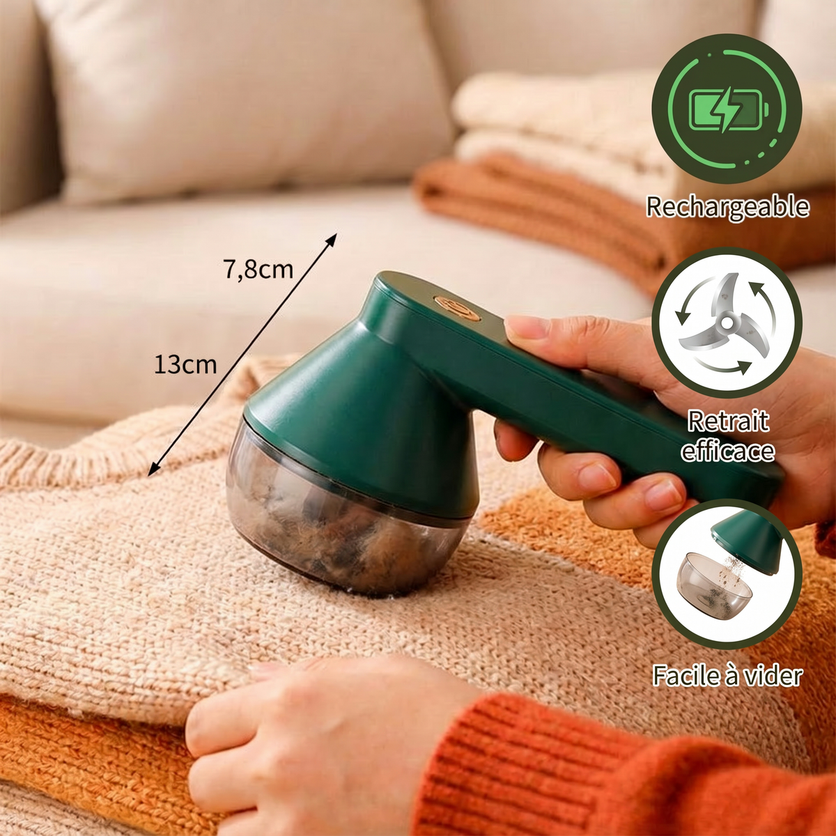 Rasoir anti-peluches électrique rechargeable pour vêtements – Rechargeable