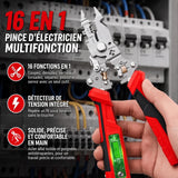 Pince à dénuder multifonction 16 en 1 avec détecteur de tension