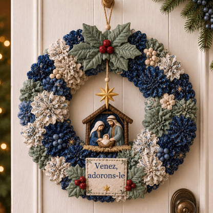 Kit couronne de Noël en tissu à piquer – Adorons-le