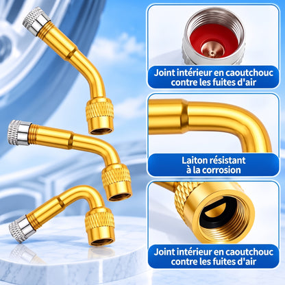 Rallonges de valve de pneu en laiton – Joint intérieur en caoutchouc contre les fuites d'air