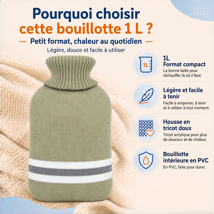 Bouillotte 1 L avec housse tricotée à rayures – Pourquoi choisir