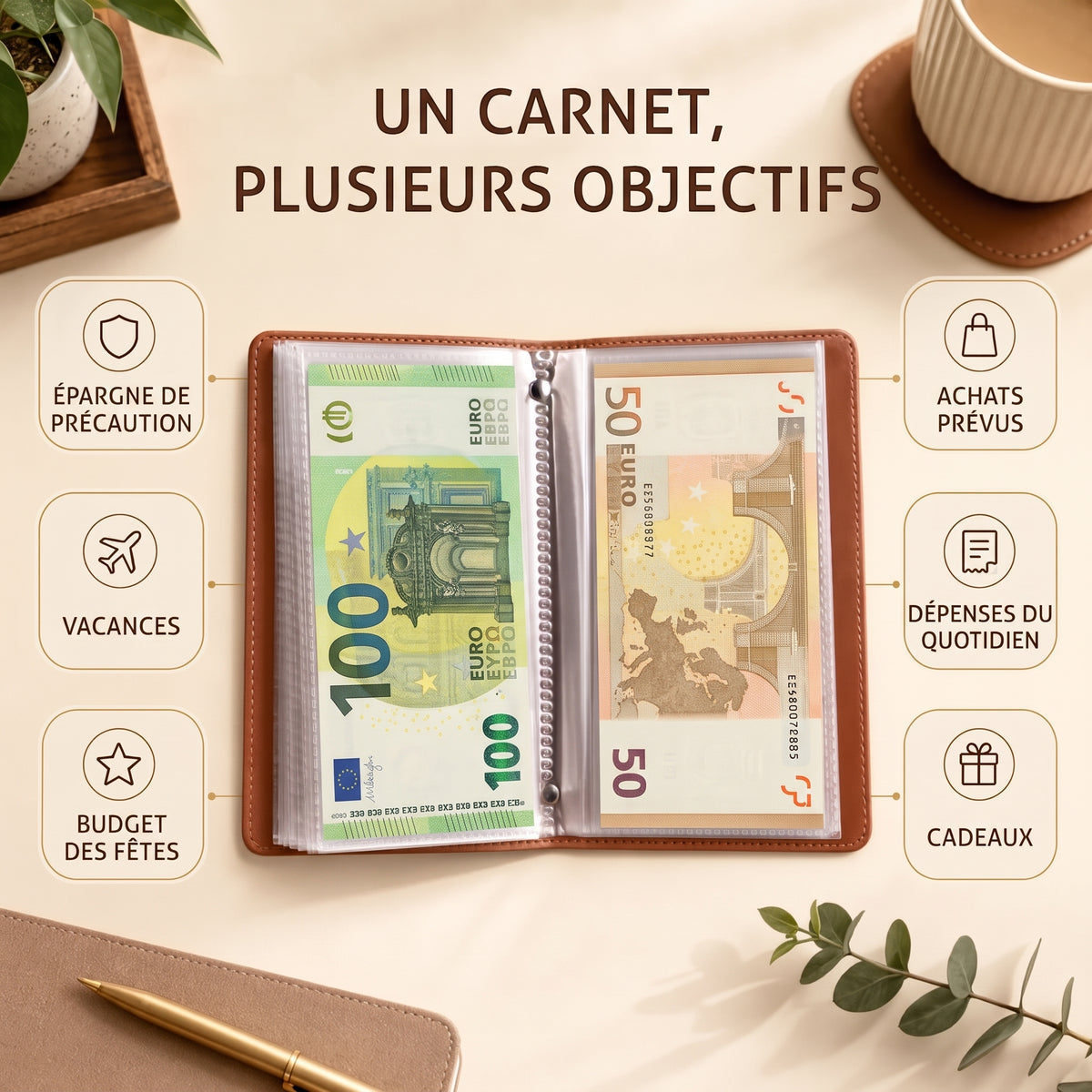 Carnet d'épargne A6 avec cadenas à code – Un carnet,