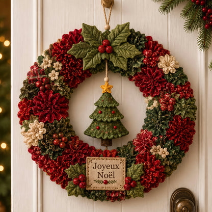 Kit couronne de Noël en tissu à piquer – photo 7