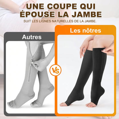 Chaussettes de compression à fermeture éclair, enfilage facile