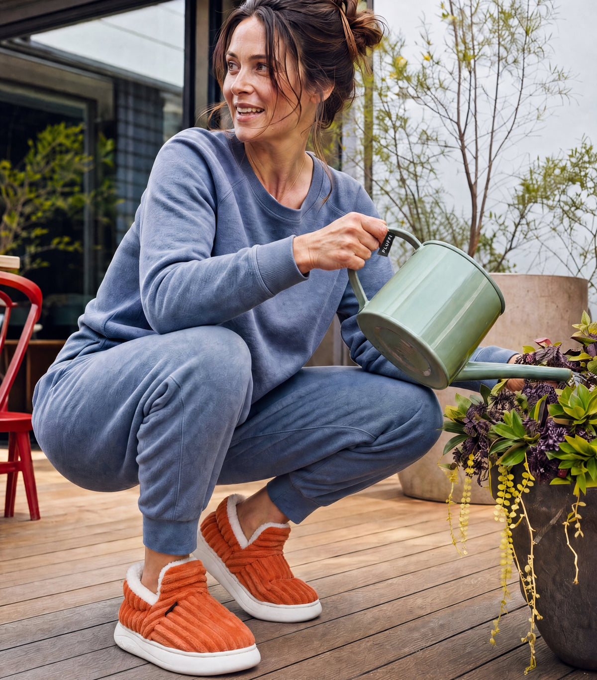 Chaussons nuage doublés, à enfiler, unis ou écossais