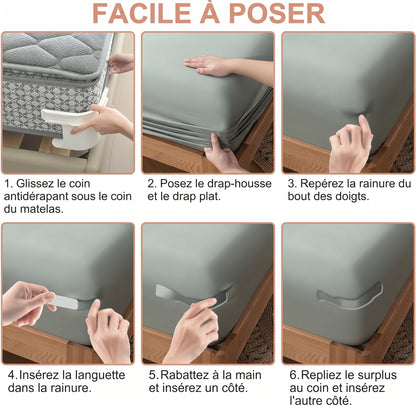 Pinces de coin pour drap-housse, antiglisse, lot de 4 ou 8