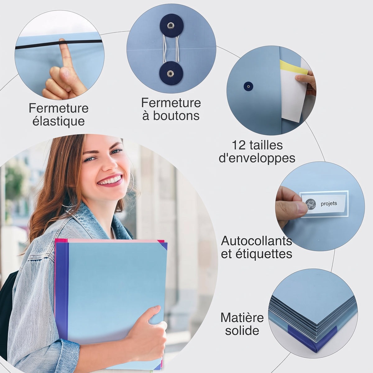 Trieur de documents accordéon 12 pochettes, format A4