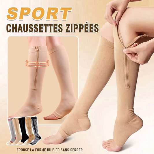Chaussettes de compression à fermeture éclair, enfilage facile