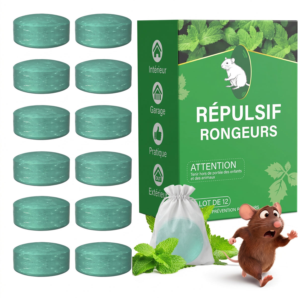 Répulsif souris à la menthe poivrée, boules parfumées