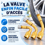 Rallonges de valve de pneu en laiton, lot de 3 angles 45°, 90°, 135°