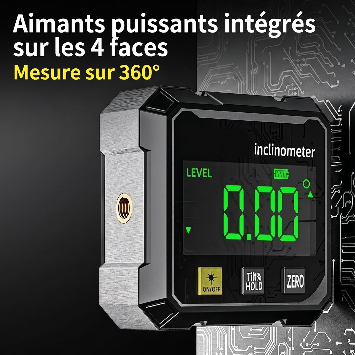 Inclinomètre numérique à double laser – Aimants puissants intégrés sur les 4 faces
