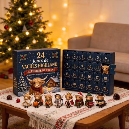 Calendrier de l'Avent vaches Highland, 24 figurines à collectionner