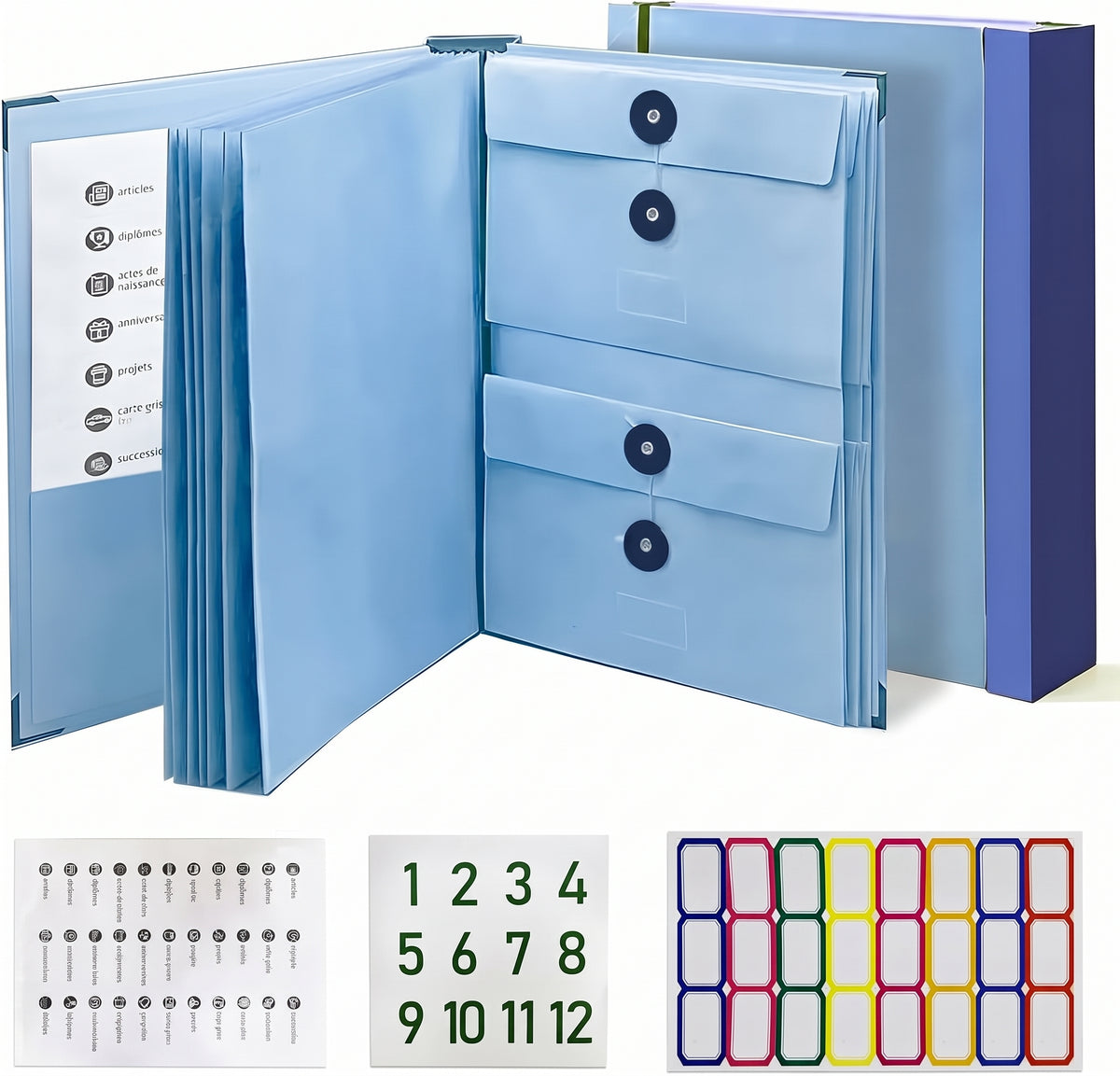 Trieur de documents accordéon 12 pochettes, format A4