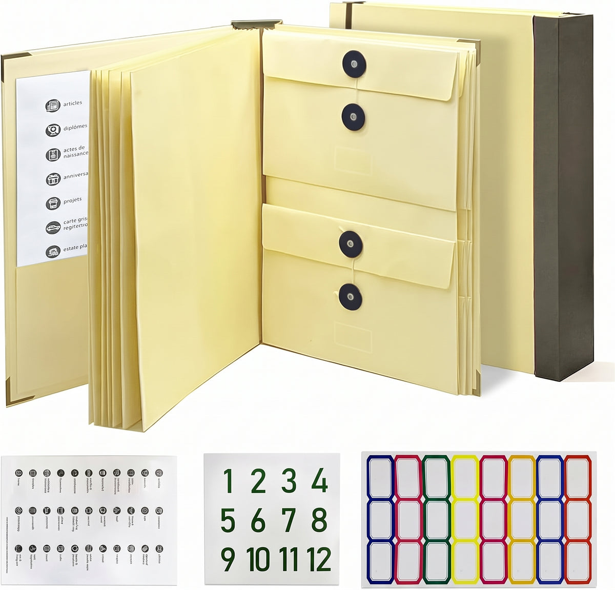Trieur de documents accordéon 12 pochettes, format A4