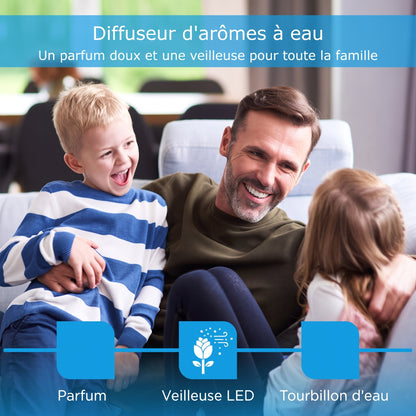 Diffuseur d’arômes à eau avec veilleuse LED 7 couleurs