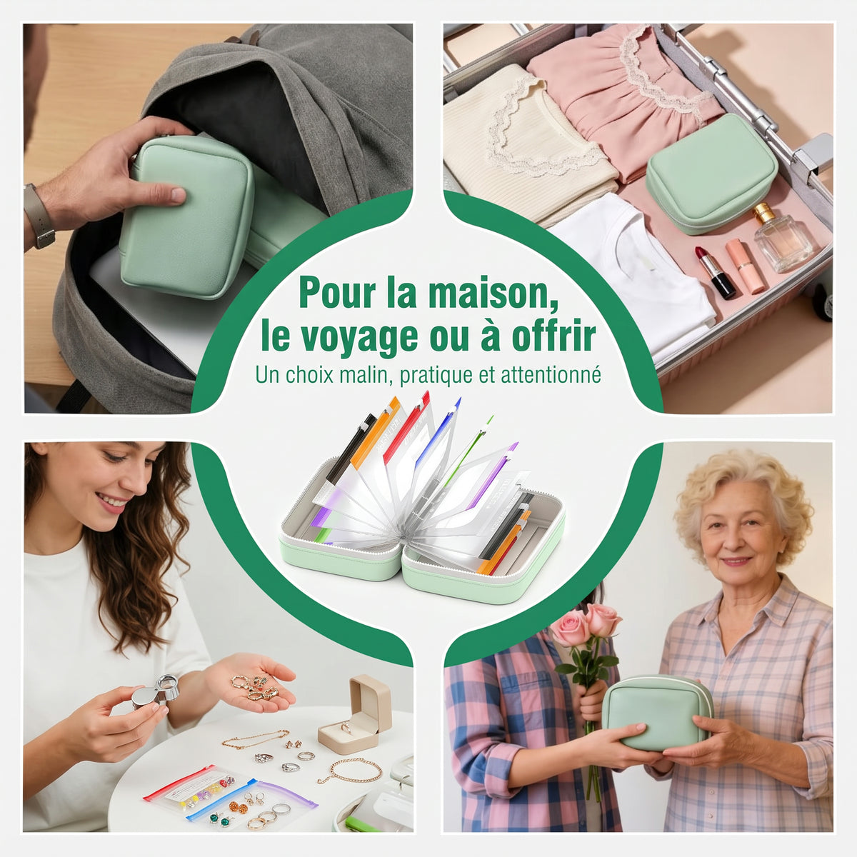 Organiseur semainier à pochettes zippées transparentes