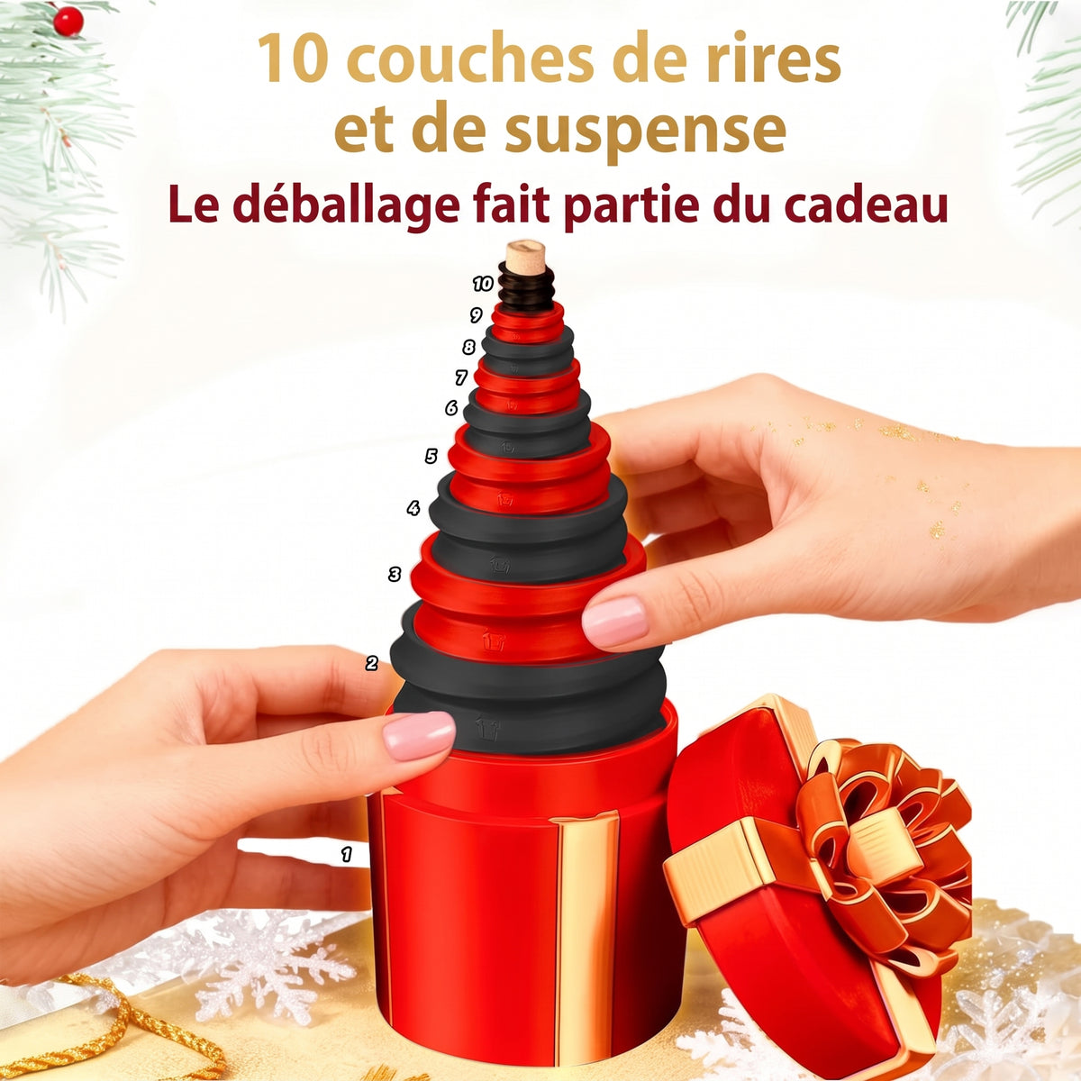 Boîte cadeau farce à 10 couches vissées