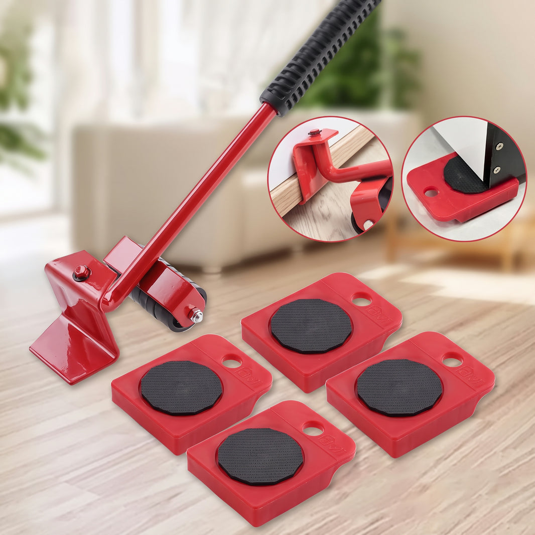 Kit de déménagement lève-meuble et 4 roulettes pivotantes à 360°