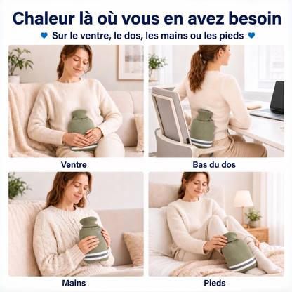 Bouillotte 1 L avec housse tricotée à rayures – Chaleur là où vous en avez besoin