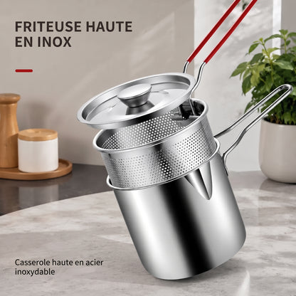 Petite friteuse en inox pour plaque de cuisson – Friteuse haute en inox