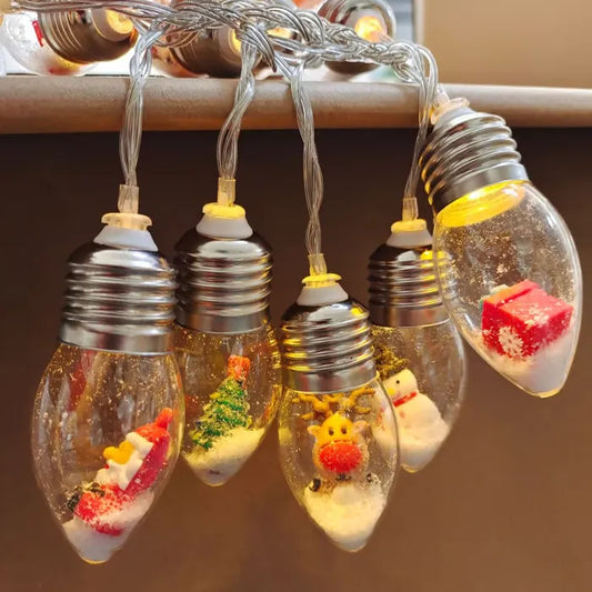 Guirlande lumineuse de Noël à piles, ampoules boules à neige LED