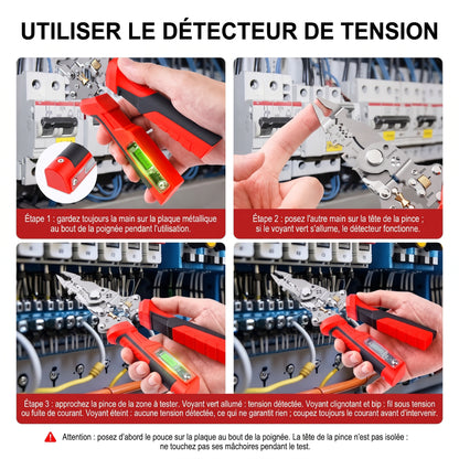 Pince à dénuder multifonction 16 en 1 avec détecteur de tension – Utiliser le détecteur de tension