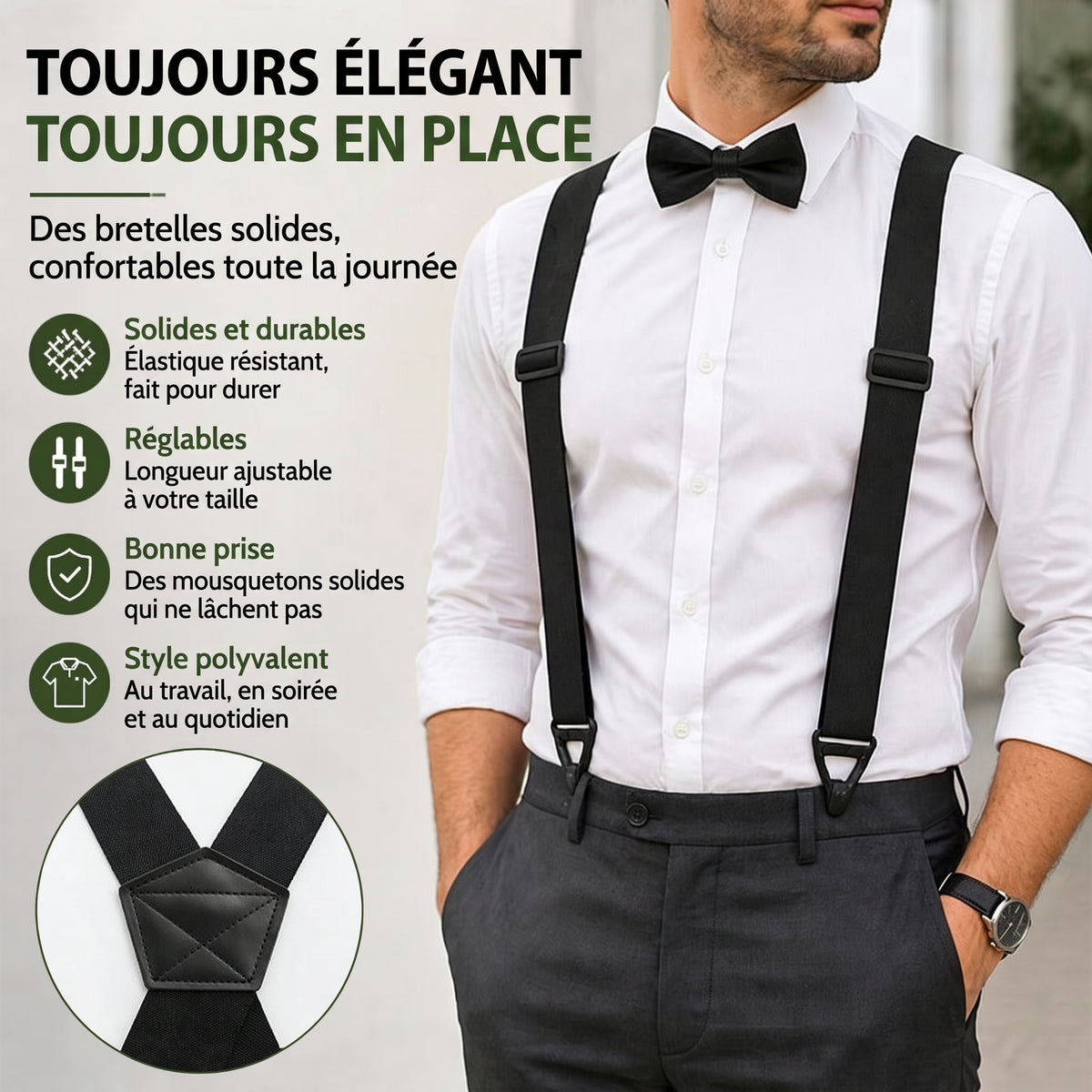Bretelles à mousquetons pour passants de ceinture – Toujours élégant